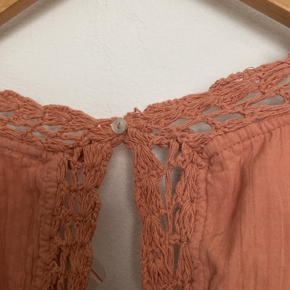 NWT Free People Megan Coral Sand crocheted cotton tunic top - Picture 12 of 12